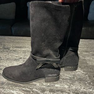 Black suede tall boots NWOT- Skechers girls